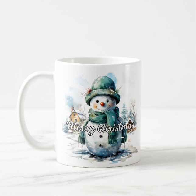Träffsäker liten vintersnöman kaffemugg (Vänster)