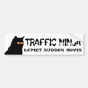 Trafik Ninja Cat förväntar sig plötsliga rörelser Bildekal
