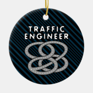 Trafik på motorvägen Ingenjör Julgransprydnad Keramik
