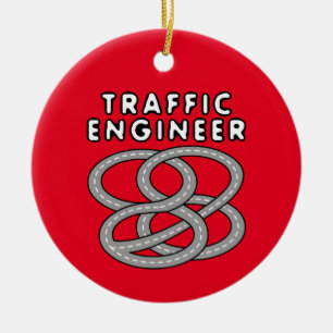 Trafik på motorvägen Ingenjör Julgransprydnad Keramik