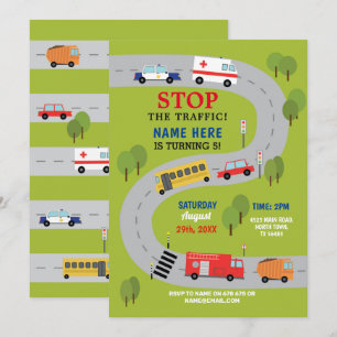 Trafik Road Traving Ambulance Police Lastbilar Car Inbjudningar