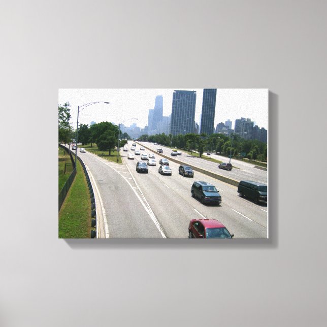 Trafik under rusningstid i Chicago Canvastryck (Framsida)