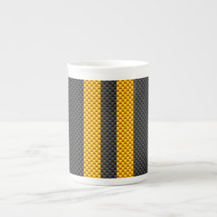 Trafikens Gult Tävla Rand kolfiber Stil Benporslin Mugg