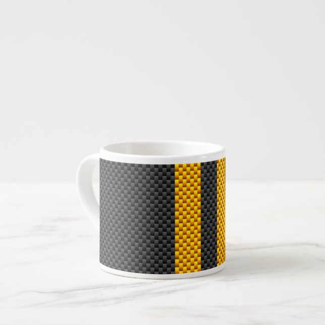 Trafikens Gult Tävla Rand kolfiber Stil Espressomugg (Framsida vänster)