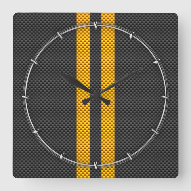 Trafikens Gult Tävla Rand kolfiber Stil Fyrkantig Klocka (Framsida)