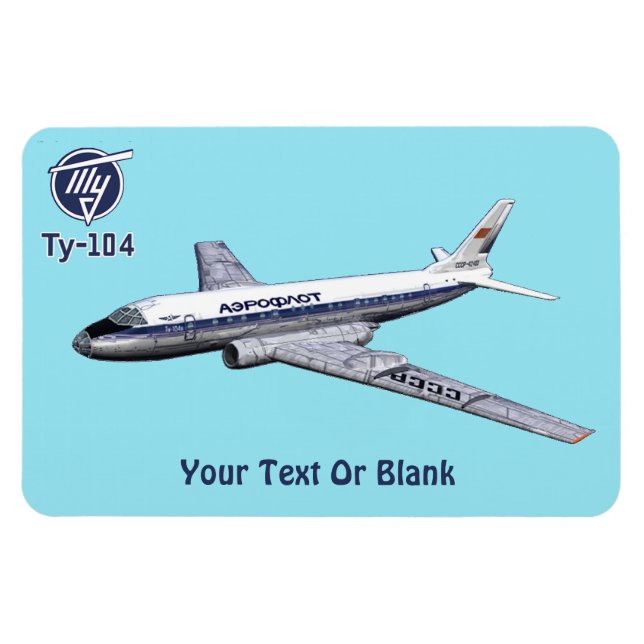 Trafikflygplan Tu-104 för Tupolev (Туполев) Magnet (Horisontell)