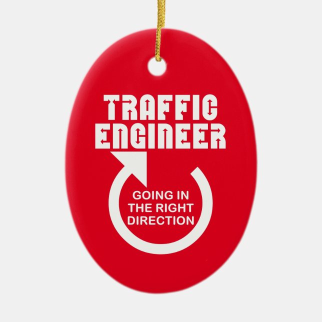 Trafikingenjör i rätt riktning julgransprydnad keramik (Framsidan)
