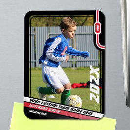 Trafikkort för fotbollsspelare i svart rött magnet