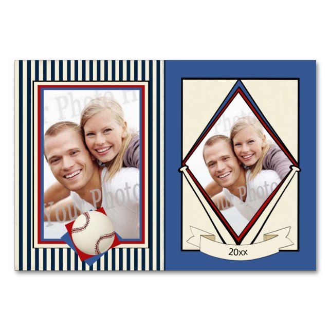 Trafikkort i Baseball Bröllop Bordsnummer (Framsidan)