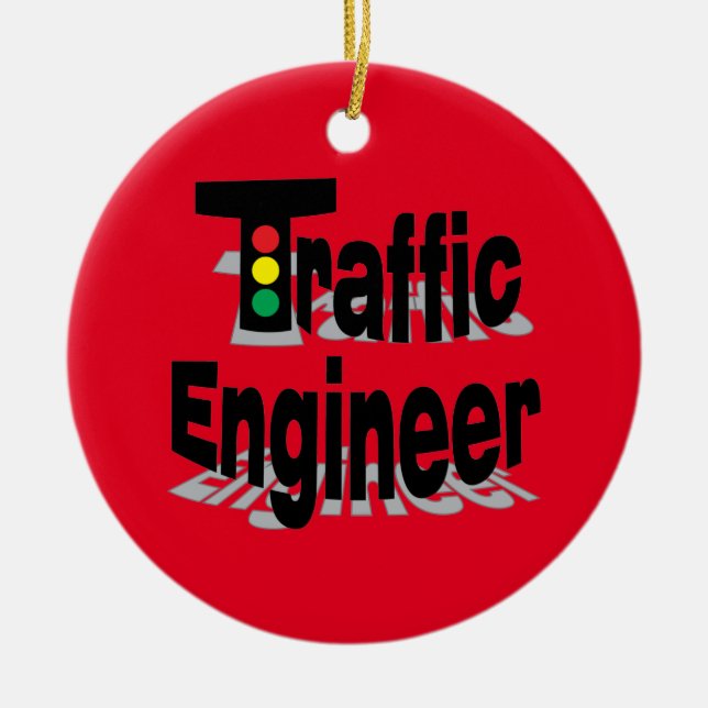 Trafikljus för trafikingenjör julgransprydnad keramik (Framsidan)