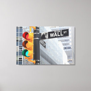 Trafikljus och Wall street-tecken Canvastryck