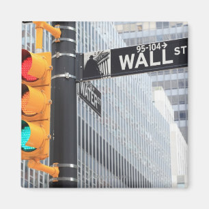 Trafikljus och wall street undertecknar magnet