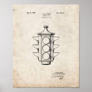 Trafikljuspatent - gammal Look Poster