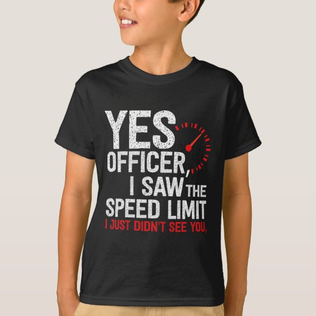 Trafikpolis som kör för fort - För bilentusiaster  T Shirt (Framsida)
