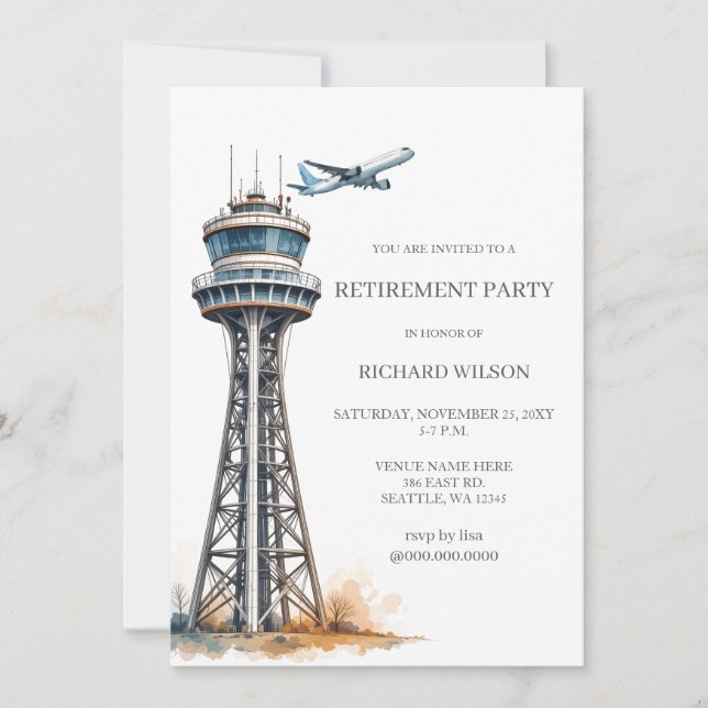 Trafikstyrenhet luft Pension Party Inbjudningar (Framsida)