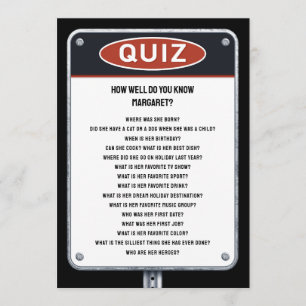 Trafiktemat Party Quiz Party med skylt Inbjudningar