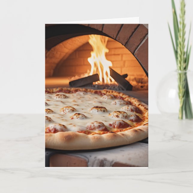 TRÄFIRED PIZZA ROMANTIC GREETING CARD KORT (Framsida)