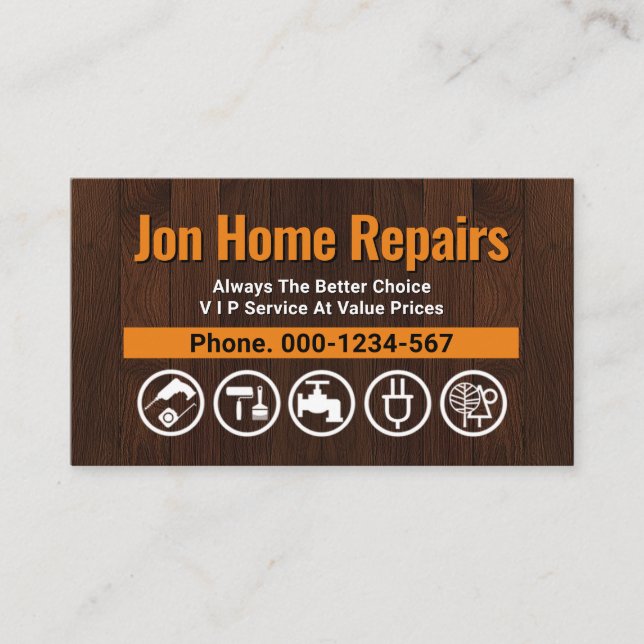 Träflik Gult efter Handyman Visitkort (Framsida)