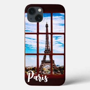 Träfönster med synpunkter på Eiffel torn, Paris