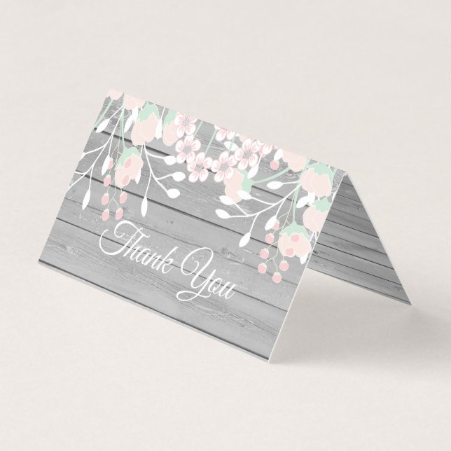 Träfoto av Rustic grått-trä, uppfällt tackkort Kort (Framsida)