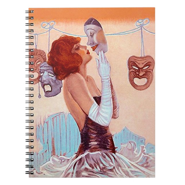 Tragedin för anteckningsbokjournalkomedi maskerar anteckningsbok med spiral (Framsidan)