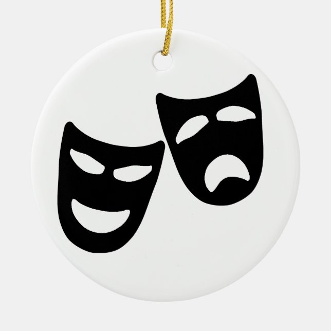 Tragedin och komedi maskerar julgransprydnad keramik (Framsidan)