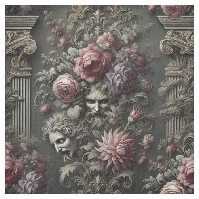 Tragedy Chorus - Gothic Påstående Tile Tyg (Provkarta)
