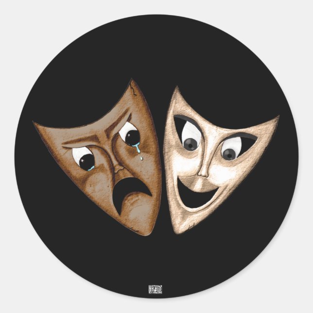 Tragedy & Comedy Runt Klistermärke (Framsida)