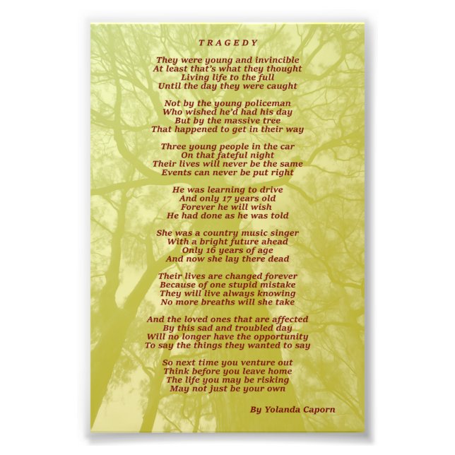 Tragedy Photo Utvidgning Fototryck (Framsidan)