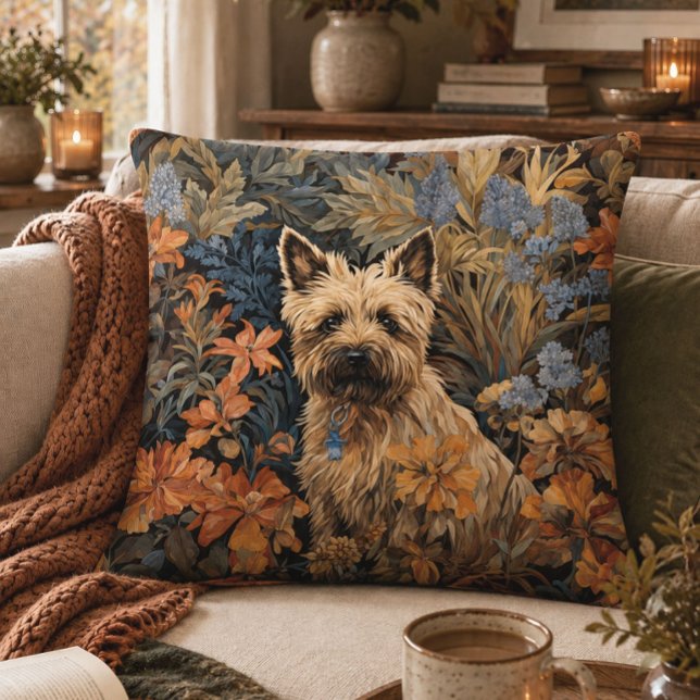 Trägt Hem Cairn Terrier Vintage Botanisk Kudde (Skapare uppladdad)