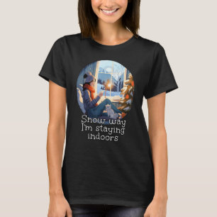 Trägt inomhus med katt och böcker för vintersäsong t shirt
