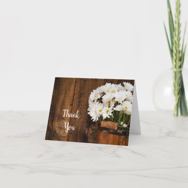 Trähaken och vita Daisy Land Tack Kort (Framsida)