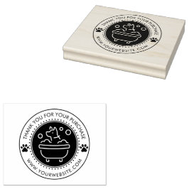 Trähantstämpel för hundvårdsverksamhet med logotyp stämpel