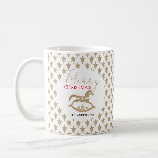 Trähäst som gungar till jul kaffemugg (Vänster)
