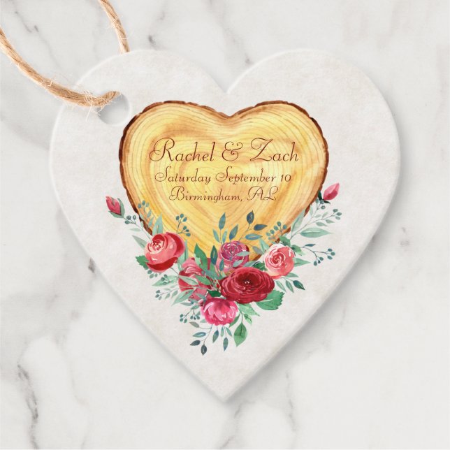 Trähjärta och ro Land Kärlek Gåvor Etiketter (Framsida)