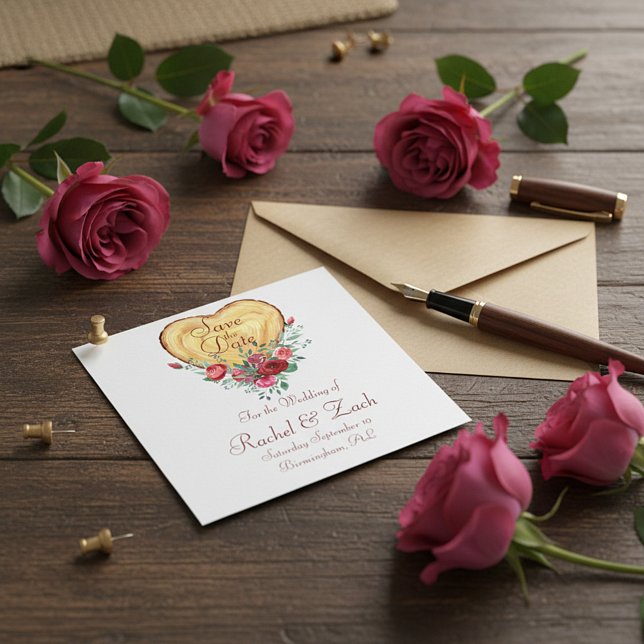 Trähjärta och ro Land Kärlek Spara Datumet (Skapare uppladdad)