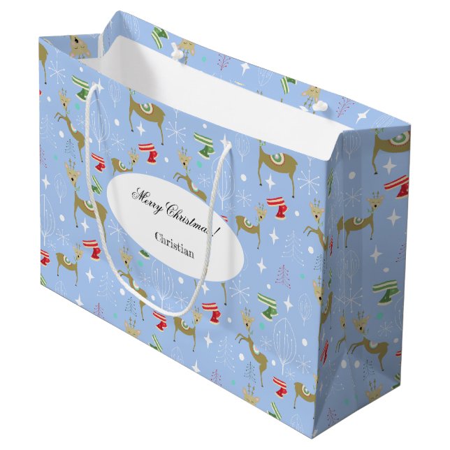 Trähjortar med julgranar och snöflingor (Framsidan Vinklad)