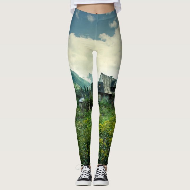 Trähus, bergsmiljö. leggings (Framsida)