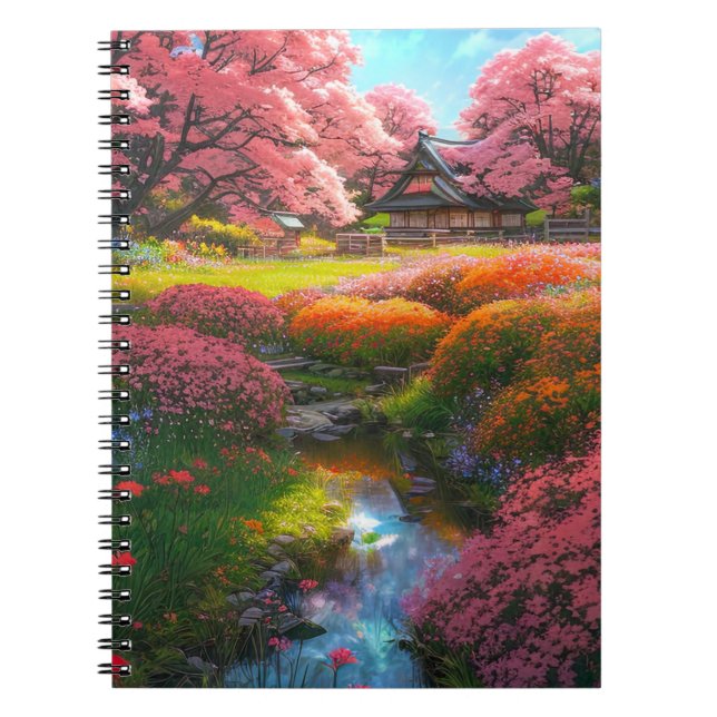 Trähus, kuvertet av färgat trädgård anteckningsbok (Framsidan)