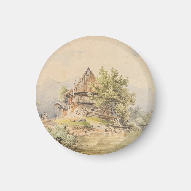 Trähus vid sjön – Carl Lafite Magnet (Framsidan)
