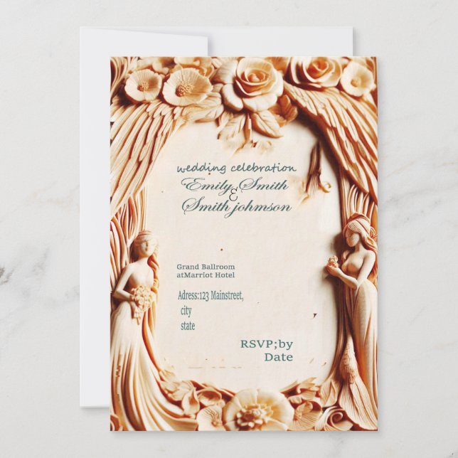 trähustru modern wedding card ubique inbjudningar (Framsida)