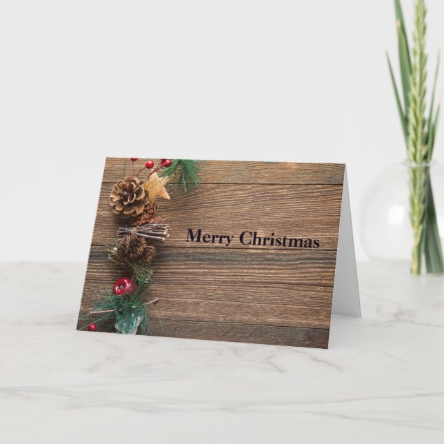 trähylla med kottar helgkort (Framsida)