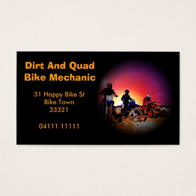 Trail Bike Mechanic Visitkort (Framsidan)