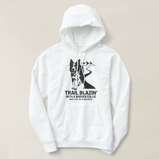 Trail Blazin’ Gräns Collie Äventyr Design Hoodie (Design framsida)