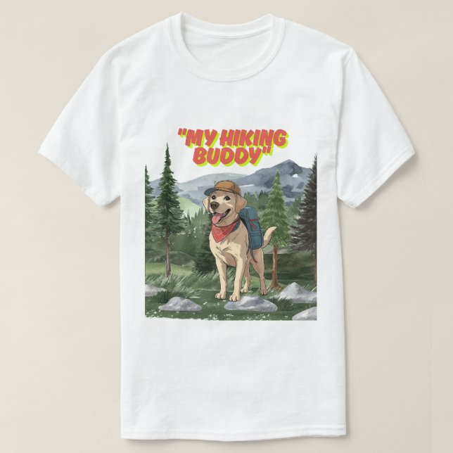 Trail Buddy – Hiking Labrador Adventure T Shirt (Design framsida)