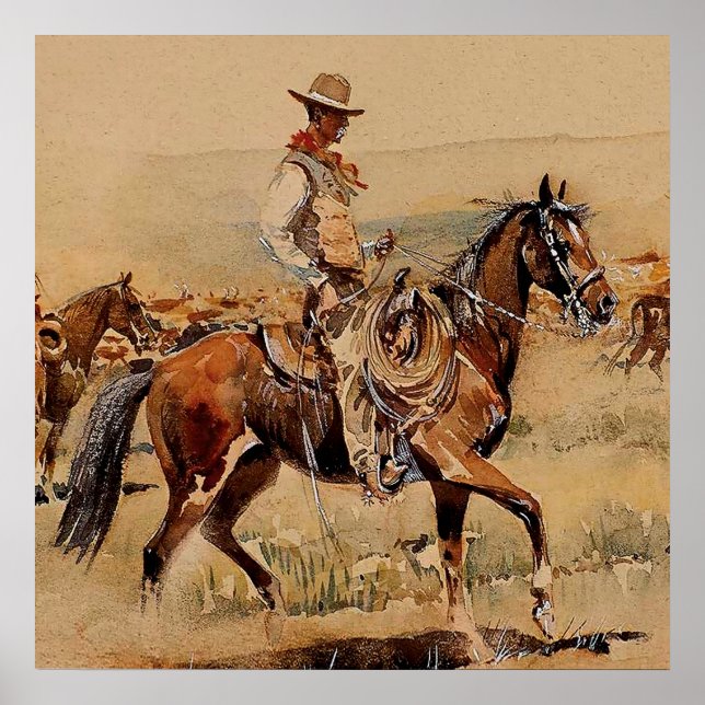 "Trail Drive" 2 Western Art av Edward Borein Poster (Framsidan)