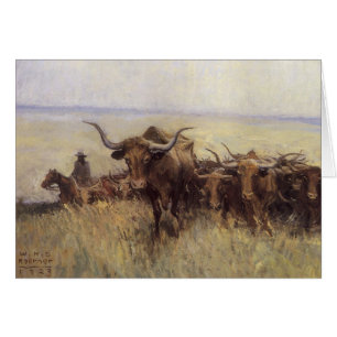 Trail Herd to Wyoming by WHD Koerner Hälsningskort