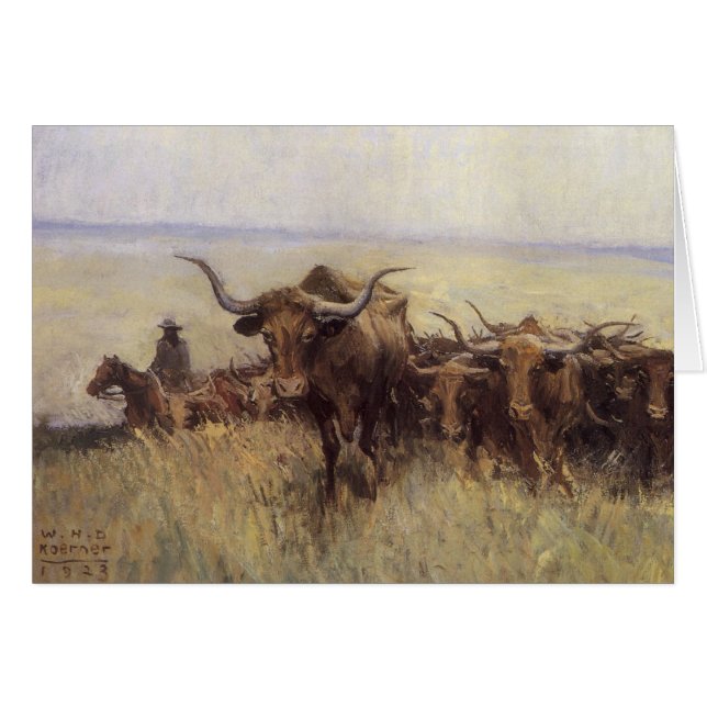 Trail Herd to Wyoming by WHD Koerner Hälsningskort (Framsidan Horizontal)