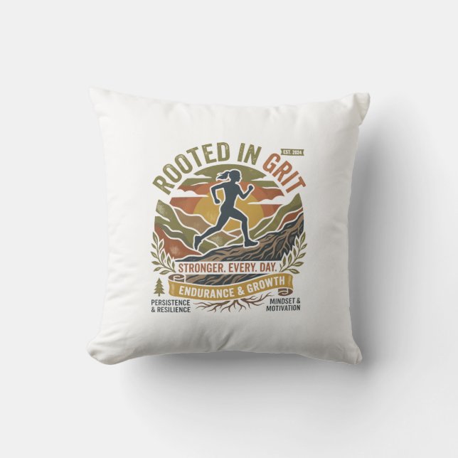 Trail Running Motivation Retro Graphic. Kudde (Framsida)