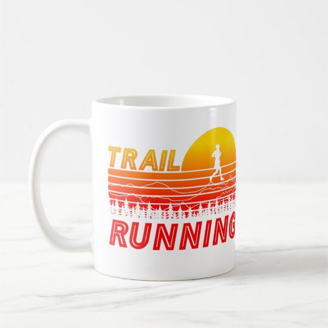Trail Running orangen Sonnenuntergang mit Bergen Kaffemugg (Vänster)